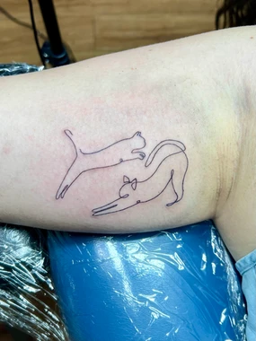 A cat is drawn on the arm of someone.